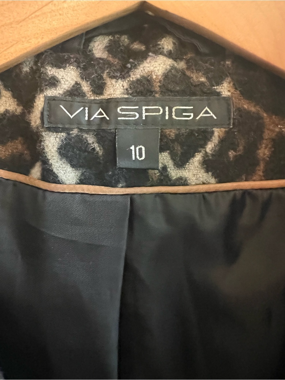 Via Spiga Leopard Print Wool-Blend Coat - Picture 5 of 5